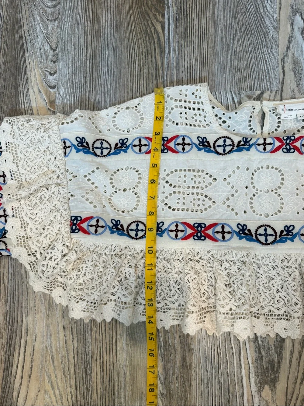 Anthropologie Embroidered Eyelet Lace Crochet Ultra Cropped Shrug XS/S Boho
